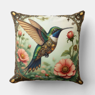 Coussin Imaginaire Cute Steampunk Fleurs d'oiseaux