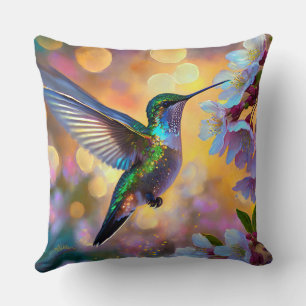 Coussin Imaginaire de cerisier en fleurs Hummingbird