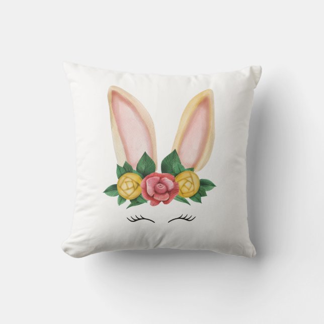 Coussin Imaginaire de lapin floral (Recto)