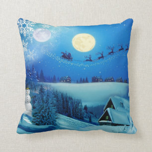 Coussin Imaginaire de vacances hivernales neige