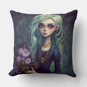 Coussin Imaginaire fille en vert, Déplaisant mignon Coussi