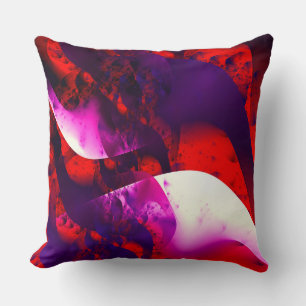 Coussin imaginaire fractal violet rouge Abstrait