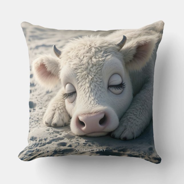 Coussin Imaginaire mignon bébé vache dormant (Recto)