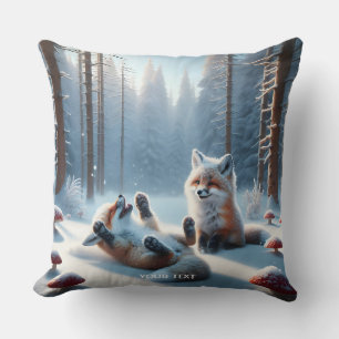 Coussin Imaginaire mignon deux bébés renards