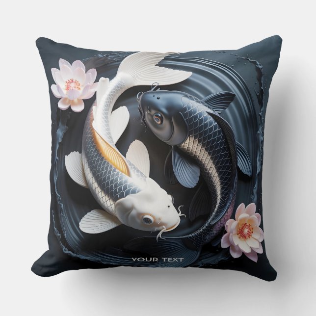 Coussin Imaginaire mignon deux poissons Koi (Recto)