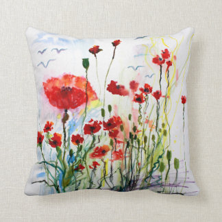 Coussin Imaginaire Rouge Aquarelle Ginette