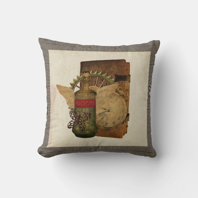 Coussin Imaginaire Steampunk Collage Jeu d'oreiller (Recto)
