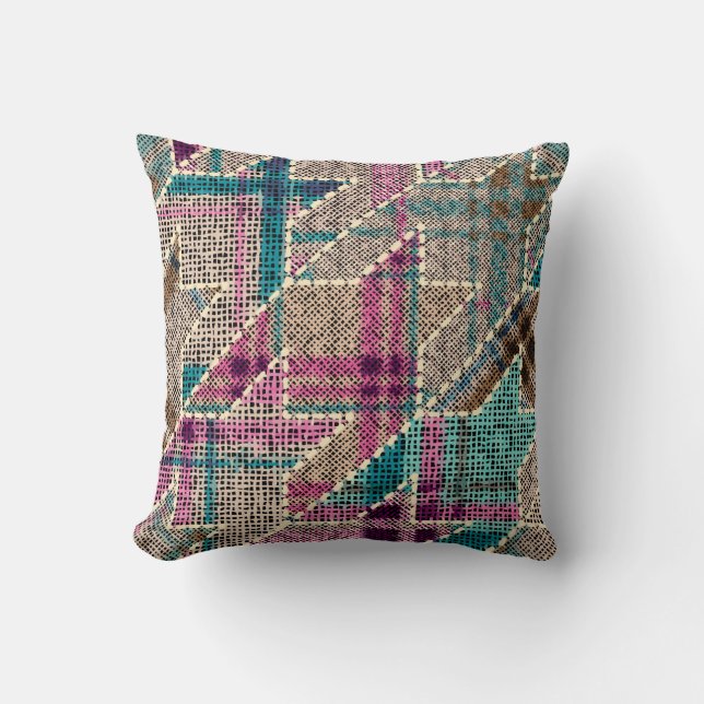 Coussin Imitation du motif de patchwork indien avec textur (Recto)