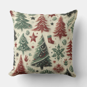 Coussin Impasto Motifs de Noël rouge et vert Collage