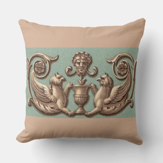 Coussin impression à deux griffins (Recto)