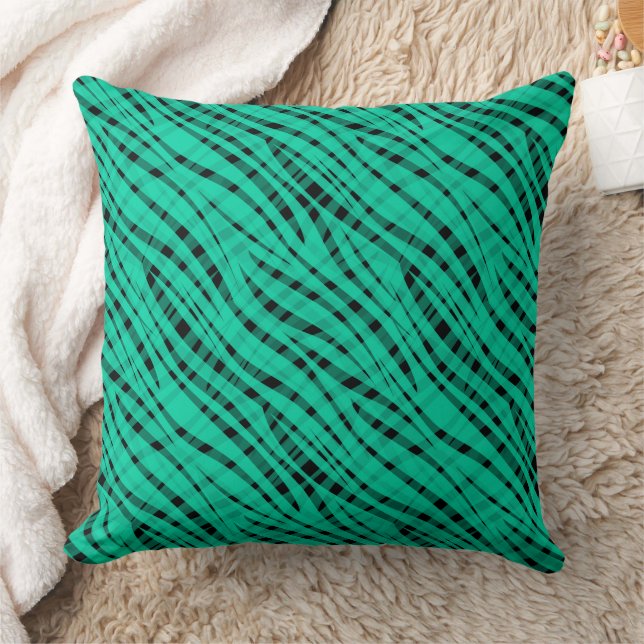 Coussin Impression abstraite de tigre turquoise vert (Couverture)