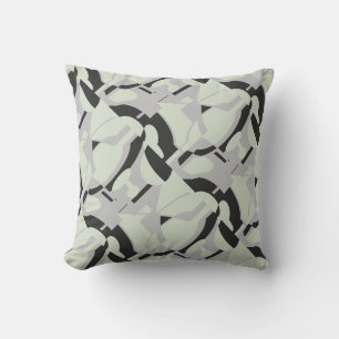 Coussin Impression Abstraite en diagonale noire gris vert