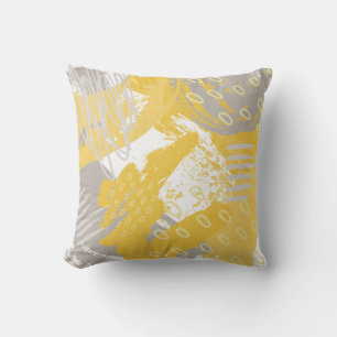 Coussin Impression abstraite gris ocre