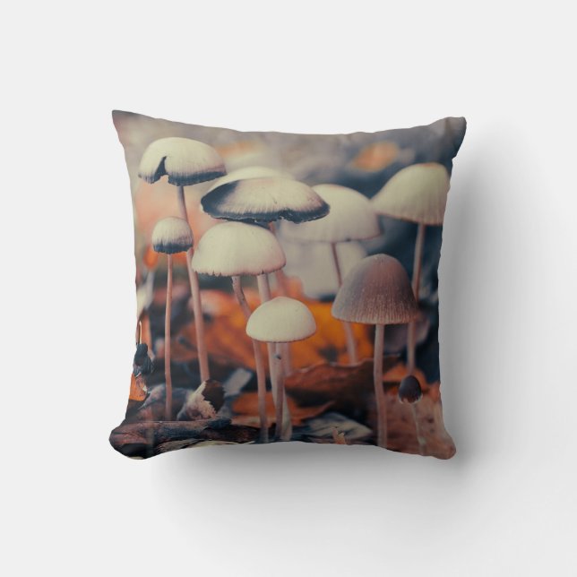 Coussin Impression acrylique de macro champignons (Recto)