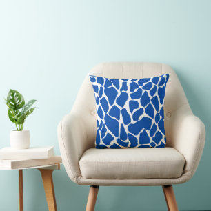 Coussin Impression animale à taches de girafe bleu royal e