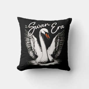 Coussin Impression blanche vintage de l'ère du cygne