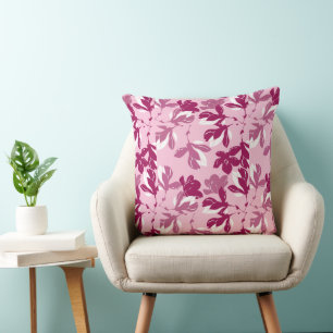 Coussin Impression botanique de magnolia rose
