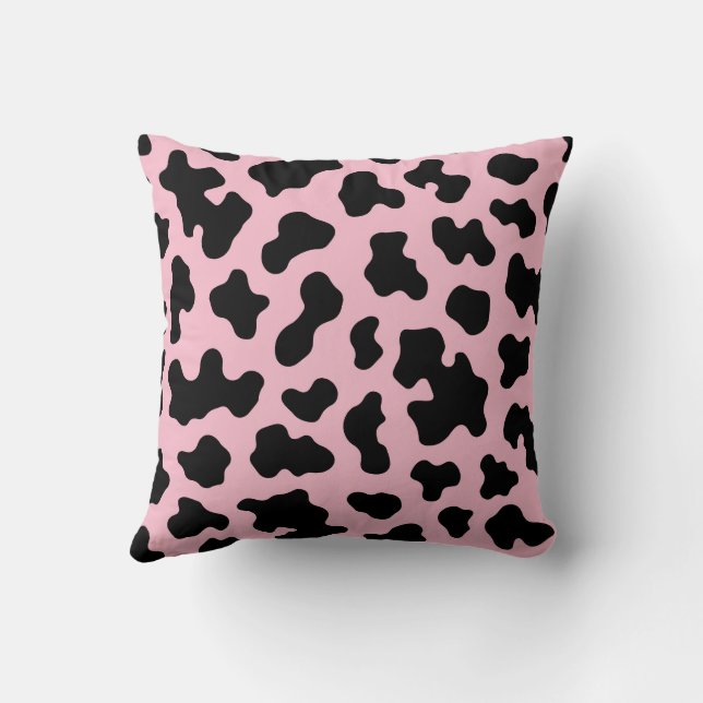 Coussin Impression cuir de vache noir et rose  (Verso)