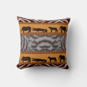 Coussin Impression d'animal de Tigre Blanc Tribal Africain