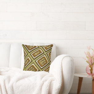 Coussin Impression d'architecture verte et Brown