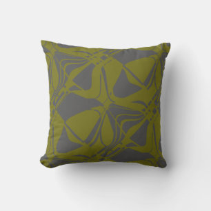 Coussin Impression d'art contemporain inclinée olive foncé