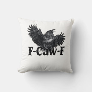 Coussin Impression d'art de corbeau en colère F-Caw-F Art