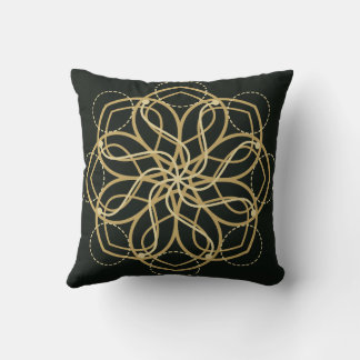 Coussin Impression d'art de mandala géométrique doré – Art