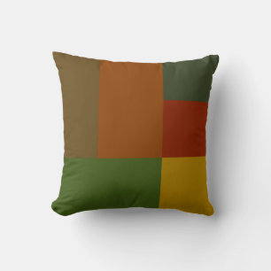 Coussin Impression de bloc de couleur orange vert olive ro
