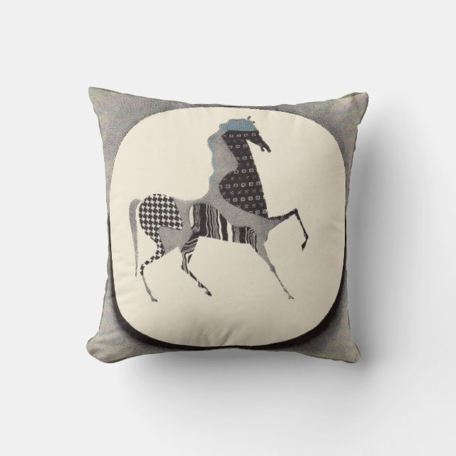 Coussin impression de cheval en patchwork (Recto)