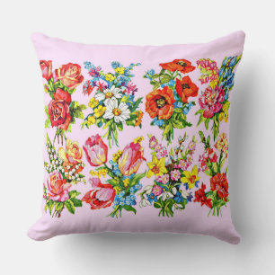 Coussin impression de collection de fleurs florales épique