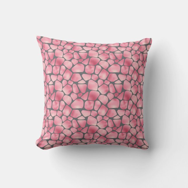 Coussin Impression de girafe rose et gris (Recto)