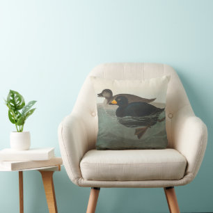 Coussin Impression de Macreuse noire d'Audubon : Canard cô