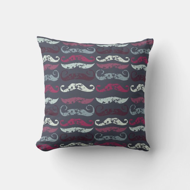 Coussin Impression de moustache rétro en détresse (Recto)