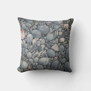 Coussin Impression de peinture de galets et de coquillages