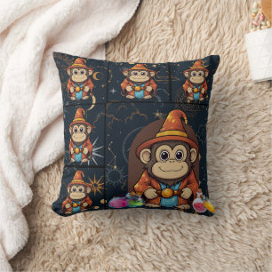 Coussin Impression de singe de l'assistant Whimsical Kawai