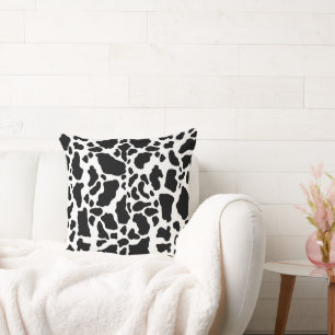 Coussin Impression de vache noire et blanche