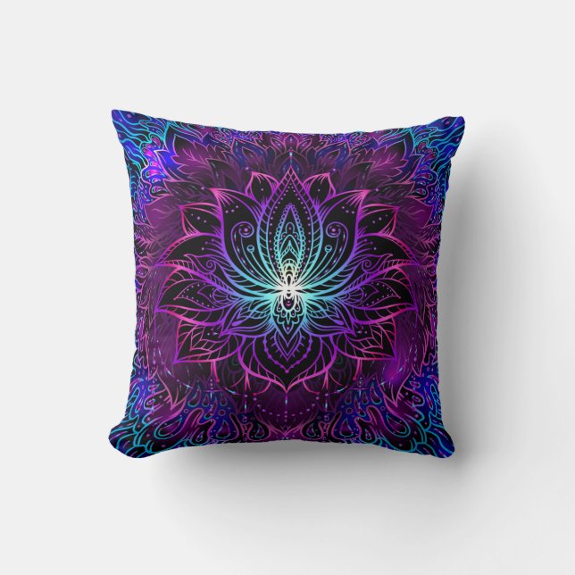 Coussin Impression du boho de fleur Neon Lotus (Recto)