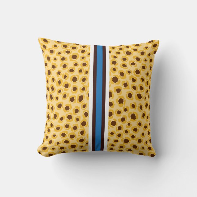 Coussin Impression élégante de guépard jaune avec monogram (Recto)