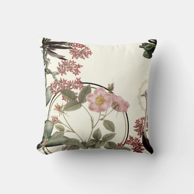 Coussin Impression florale botanique artistique ivoirienne (Recto)