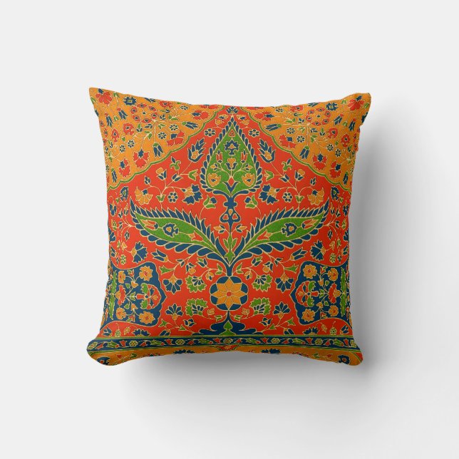 Coussin Impression florale persane décorative (Recto)