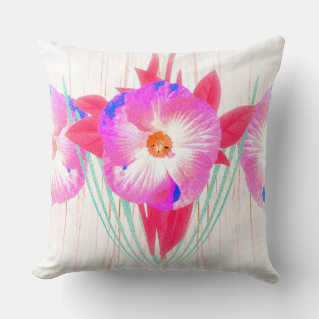 Coussin Impression Florale Style Vignette (Recto)