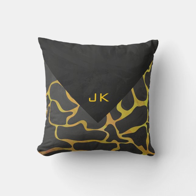 Coussin Impression Giraffe noir et jaune (Recto)
