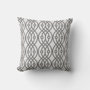 Coussin Impression kimono, argent et gris foncé