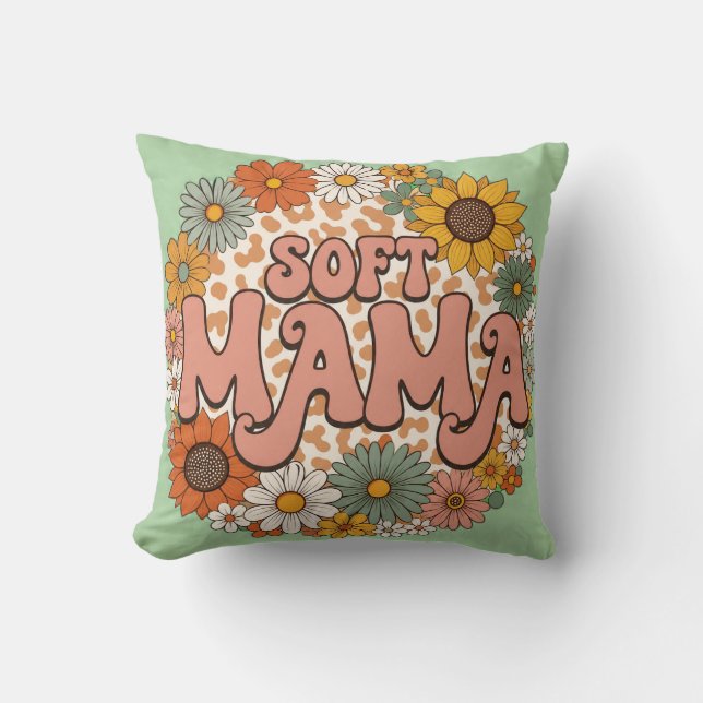 Coussin Impression léopard rétro "Maman douce" Graphique f (Recto)