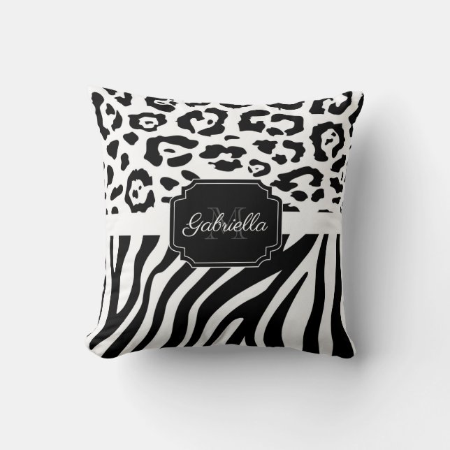 Coussin Impression Lepard / Impression Zebra (Recto)