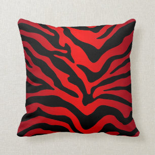 Coussin Impression moderne en noir et rouge Zebra