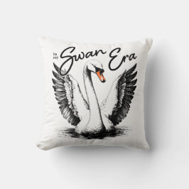 Coussin Impression noire de l'ère du cygne vintage