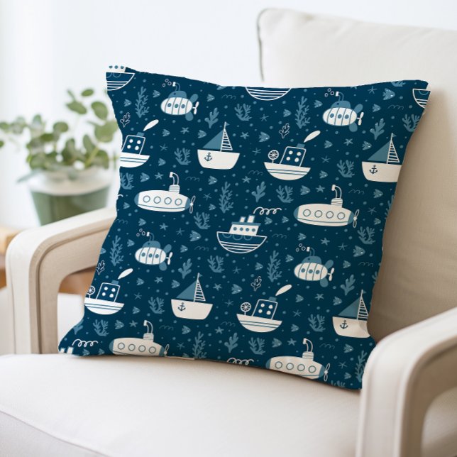 Coussin Impression sous-marine et bateau nautiques (Créateur téléchargé)