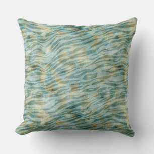 Coussin Impression turquoise Gold Zebra