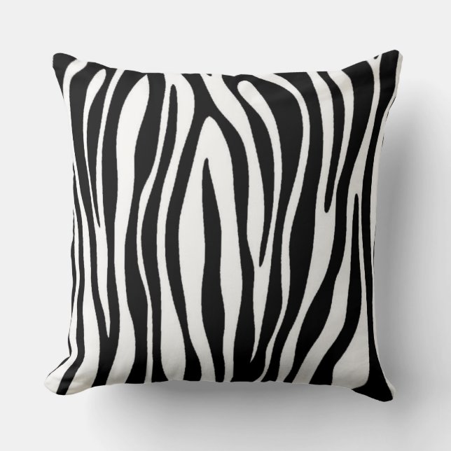 Coussin Impression Zebra avec dossier noir solide (Recto)